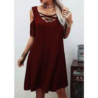 Dekolteli Bağcık Detay Viskon Kumaş Elbise