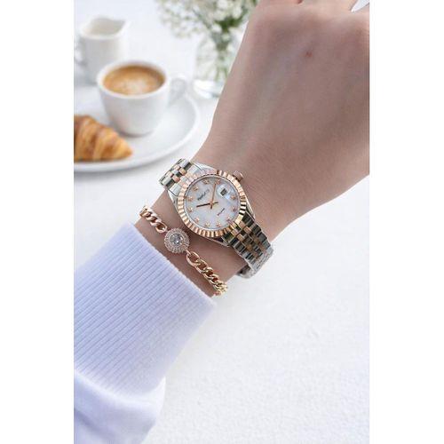 Ferrucci Çelik Kordon 2 Yıl Garantili 3 Atm Suya Dayanıklı Kadın Kol Saati+Bileklik F.EM03591.3