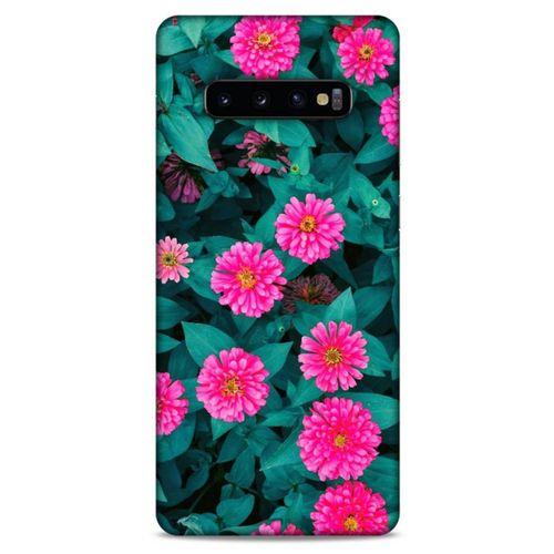 Lopard Samsung Galaxy S10 Plus Uyumlu Kılıf Bahar (39) Liquid Crystal Kılıf Fuşya Çiçekler