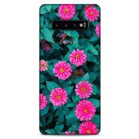 Lopard Samsung Galaxy S10 Plus Uyumlu Kılıf Bahar (39) Liquid Crystal Kılıf Fuşya Çiçekler
