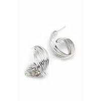 Metal Kıvrımlı Küpe - Gümüş