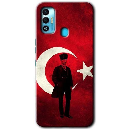 Tecno Spark 7T Kılıf HD Desen Baskılı Arka Kapak - Atatürk Bayrak