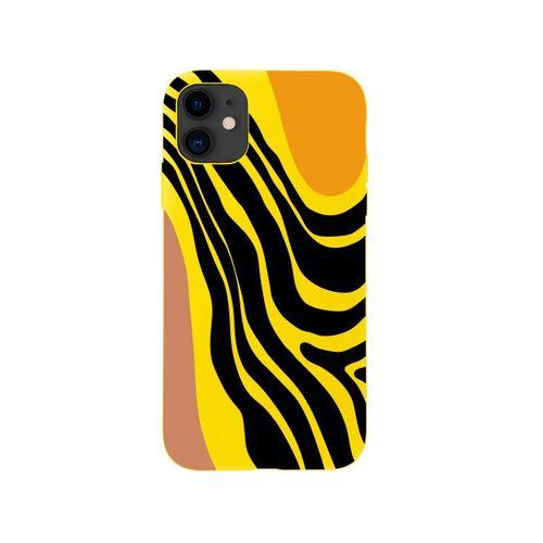 iPhone 11 Modern Art Premium Silikonlu Sarı Telefon Kılıfı