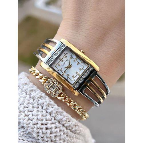 Ferrucci Kaburga Tasarım 2 Yıl Garantili 3 Atm Suya Dayanıklı Kadın Kol Saati+Bileklik FC.L11061.3