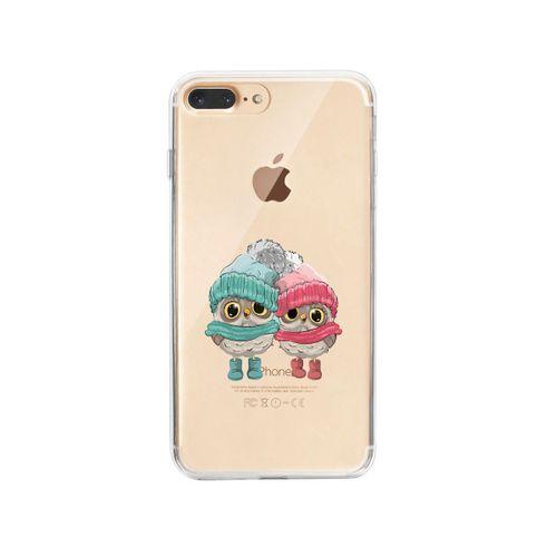 iPhone 8 Plus Bereli Baykuş Desenli Premium Şeffaf Silikon Kılıf