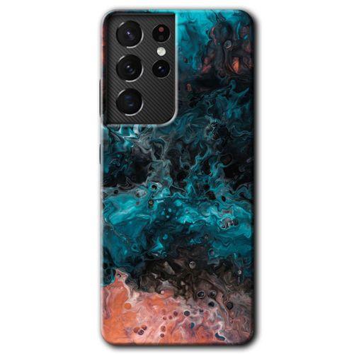 Potkal Hediye Fabrikası Samsung Galaxy S21 Ultra HD Baskılı Kılıf + 9D Tam Ekran Koruyucu - Liquid Colorfull