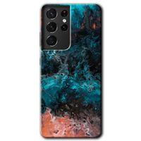 Potkal Hediye Fabrikası Samsung Galaxy S21 Ultra HD Baskılı Kılıf + 9D Tam Ekran Koruyucu - Liquid Colorfull