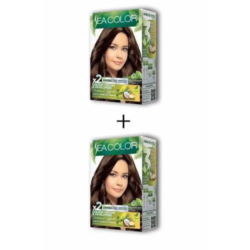 2X2 Tüp Krem Saç Boyası Seti Çikolata Kahve No:6.7