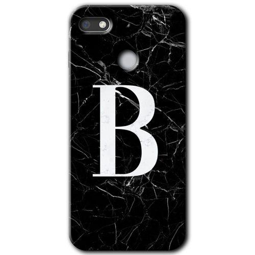 GM 8 Go Kılıf HD Desen Baskılı Arka Kapak - Siyah Mermer Desenli B Harfi + Kırılmaz Cam