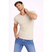 Erkek T-Shirt V Yaka Slim Fit Dar Kesim Likralı Tişört Günlük Basic Body - Taş
