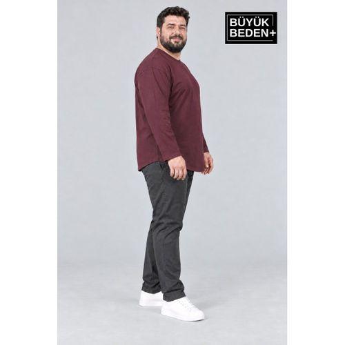 Erkek Büyük Beden Bisiklet Yaka Süprem İnce Uzun Kollu Oval Etek Tişört SPR26BTS943