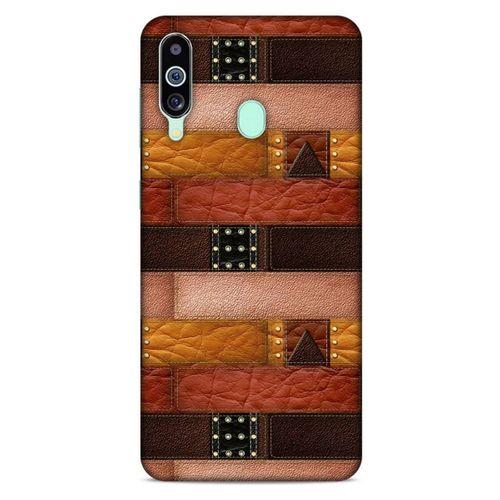Samsung Galaxy M40 Kılıf Patchwork (33) Hybrid Kılıf Kahve Toz Pembe