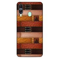 Samsung Galaxy M40 Kılıf Patchwork (33) Hybrid Kılıf Kahve Toz Pembe