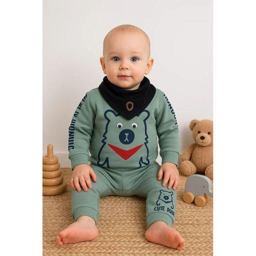 Oynar Gözlü Fularlı 3'lü Erkek Bebek Takımı