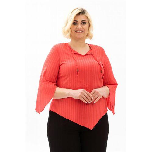 Truvakar Kol Büyük Beden Gofre Rodos Yazlık Bluz Mercan Mrcn