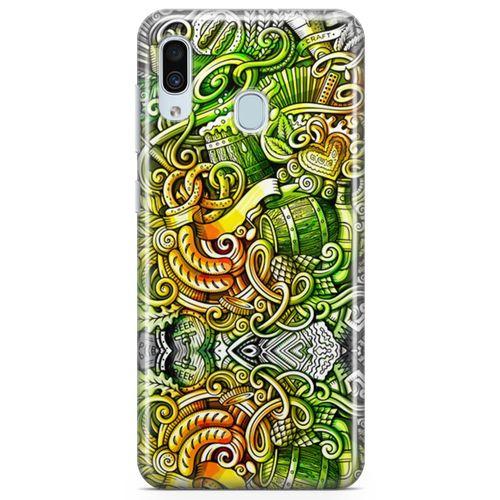 Samsung Galaxy A20 Kılıf Gece Yaşamı Doodle Arka Kapak Koruma Desenli Full Koruyucu
