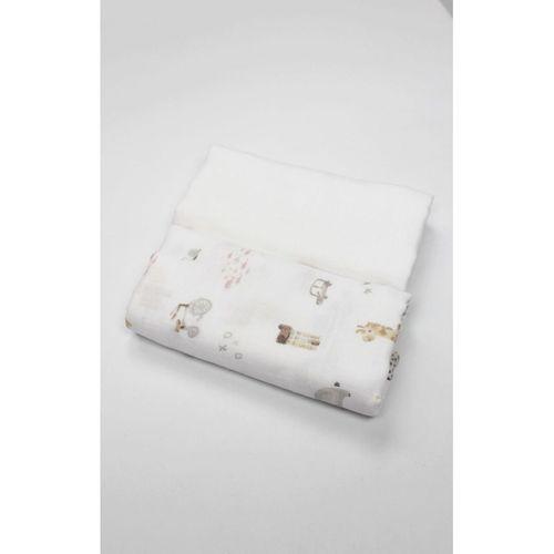 Bistyle Bistyle 2li Müslin Battaniye In The Zoo Kutulu 70153 75x75cm Beyaz