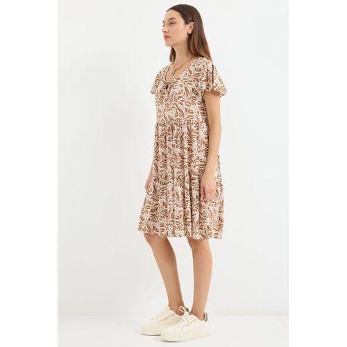 2352 V Yaka Kısa Elbise - A.Taba