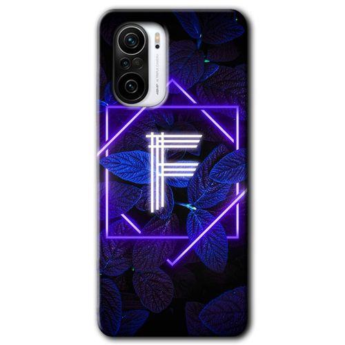 Xiaomi Redmi K40 Pro Kılıf HD Desen Baskılı Arka Kapak + Temperli Cam - Dark Neon Yaprak F Harfi