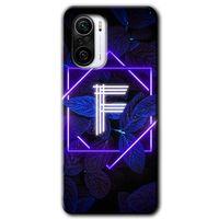Xiaomi Redmi K40 Pro Kılıf HD Desen Baskılı Arka Kapak + Temperli Cam - Dark Neon Yaprak F Harfi