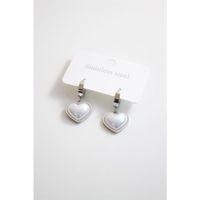 İncili Çelik Kalp Küpe - Gümüş