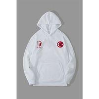 10 Kasıma Özel Üç İplik Kapşonlu Baskılı SweatShirt - Beyaz