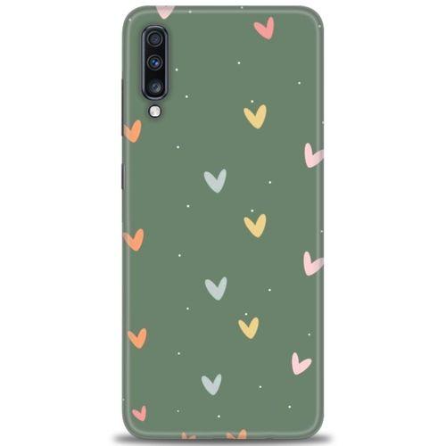 Samsung Galaxy A70 Kılıf HD Baskılı Kılıf - Soft Kalpler + Tam Ekran Koruyucu