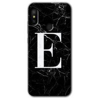 Xiaomi Mi Max 3 HD Baskılı Kılıf + 9D Tam Ekran Koruyucu - Siyah Mermer Desenli E Harfi