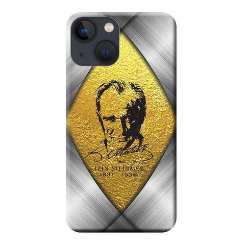 iPhone 13 Mini Uyumlu Kılıf Atatürk İzin Silinmez Baskılı Esnek TPU Silikon