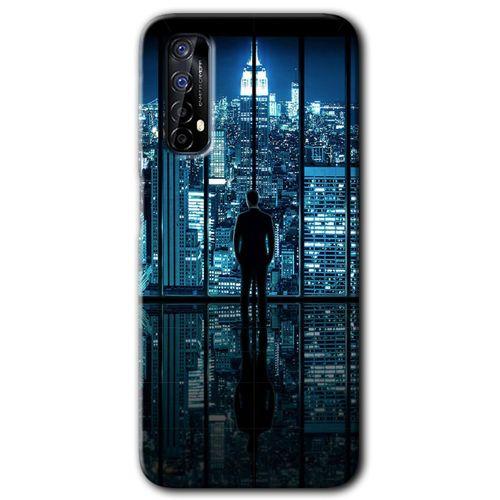 MRCİLETİSİM Realme 7 Kılıf HD Desen Baskılı Arka Kapak + Temperli Cam - Şehir Manzarası