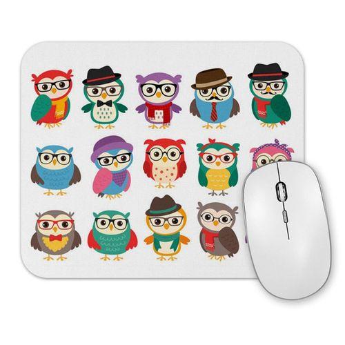 Renkli Gözlüklü Baykuşlar Mouse Pad.jpg