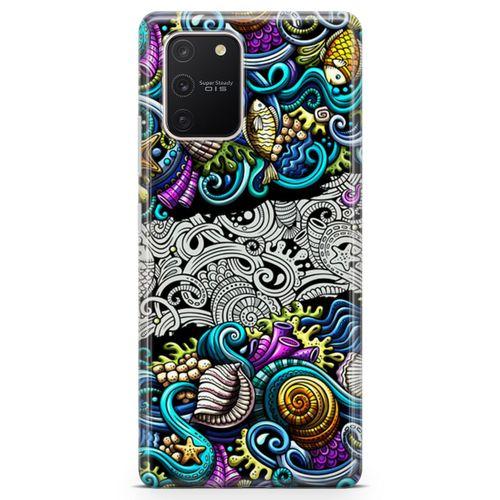 Samsung Galaxy A91 Kılıf Deniz Mahsulleri Doodle Arka Kapak Koruma Desenli Full Koruyucu