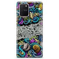 Samsung Galaxy A91 Kılıf Deniz Mahsulleri Doodle Arka Kapak Koruma Desenli Full Koruyucu