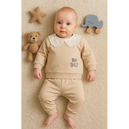 Dantel Yakalı Pamuklu 2'li Kız Bebek Takımı