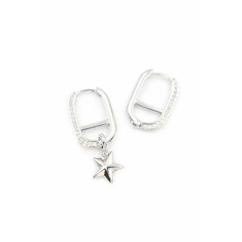 Halka Yıldız Küpe - Gümüş