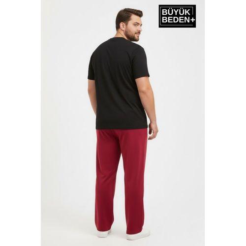 Erkek Büyük Beden New York Baskılı Rahat Kesim Paça Reçme ince Eşofman Altı SPR26EA952-5