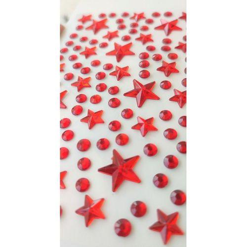 Renkli Yıldız Taş Sticker Yapışkanlı Saç, Yüz, Tırnak ve Süs Taşı Işıltılı Parlak