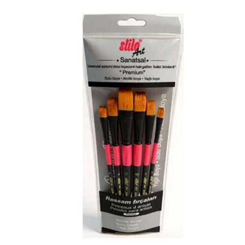 Stilo Art Düz Kesik Fırça Seti 6Lı Set-5