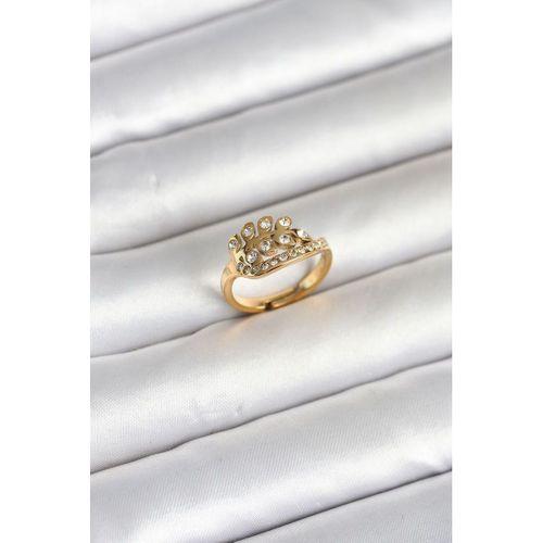 316L Çelik Gold Renk Zirkon Taşlı Kalp Model Kadın Yüzük