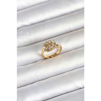 316L Çelik Gold Renk Zirkon Taşlı Kalp Model Kadın Yüzük