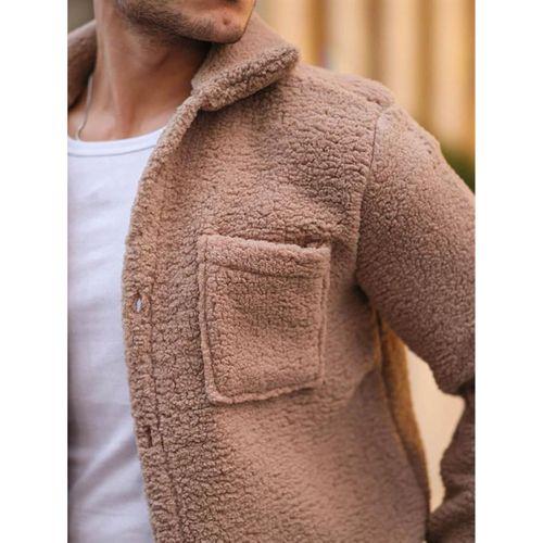 Tek Cepli Peluş Ceket- Bej