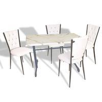 Dockers Halley - Kapitoneli Mutfak Masa Takımı - 80x120 (Werzalit, Wermodin veya Allzalit Tabla) - Afyon Mermer-Beyaz