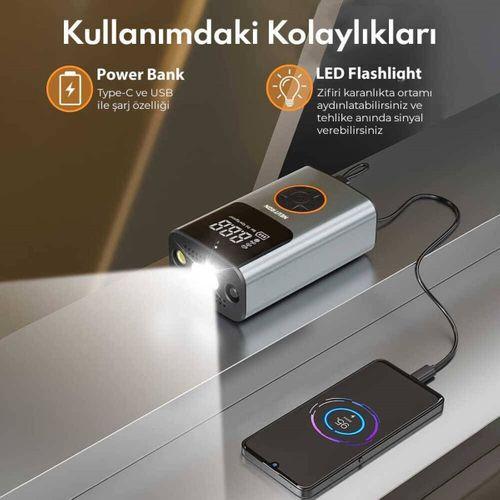 Neutron NTL-47Ti Akıllı Hava Pompası Dijital Gösterge Ve Led Işıklı Type-C Şarj Girişlidir 90W