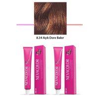 2 li Set Premium 8.34 Açık Dore Bakır - Kalıcı Krem Saç Boyası 2 X 50 g Tüp
