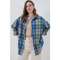 Ekose Desen Oversize Oduncu Gömlek 3854 Mavi Gri