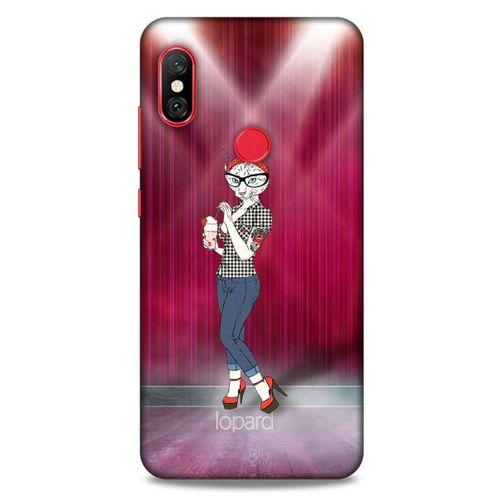 Xiaomi Mi A2 Lite Kılıf FunnyMaX (50) Shockproof Kılıf Koyu Pembe Kedi