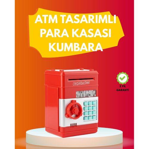 Atm Görünümlü Kırmızı Elektronik Şifreli Kumbara