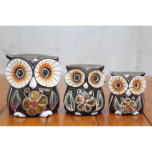 Ahşap 3'lü Baykuş Seti Polos:1