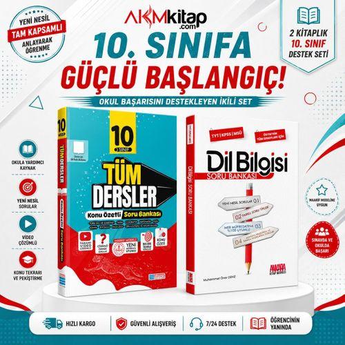 Evrensel İletişim 10. Sınıf Tüm Dersler Konu Özetli Maarif Model ve AKM Dil Bilgisi Soru Bankası Seti 2 Kitap