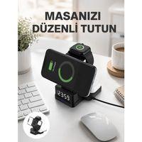 Kablosuz Şarjlı Dijital Masa Saati – 3 Parlaklık Seviyeli Led, Hızlı Şarj Yeni Nesil